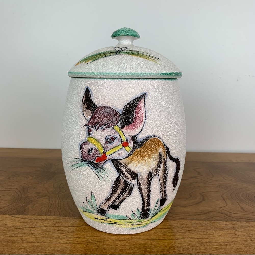 Fratelli Fanciullacci Cookie Jar Donkey Wheat Animal Signed Italy Vtg Textured